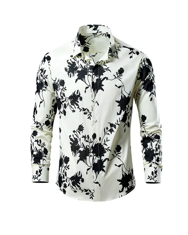 Men's 2023 Floral Long Sleeve Shirt Multicolor Slim Fit — feature 47