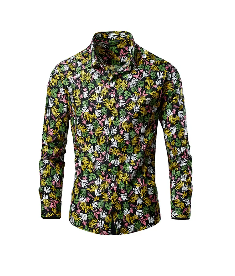 Men's 2023 Floral Long Sleeve Shirt Multicolor Slim Fit — feature 48