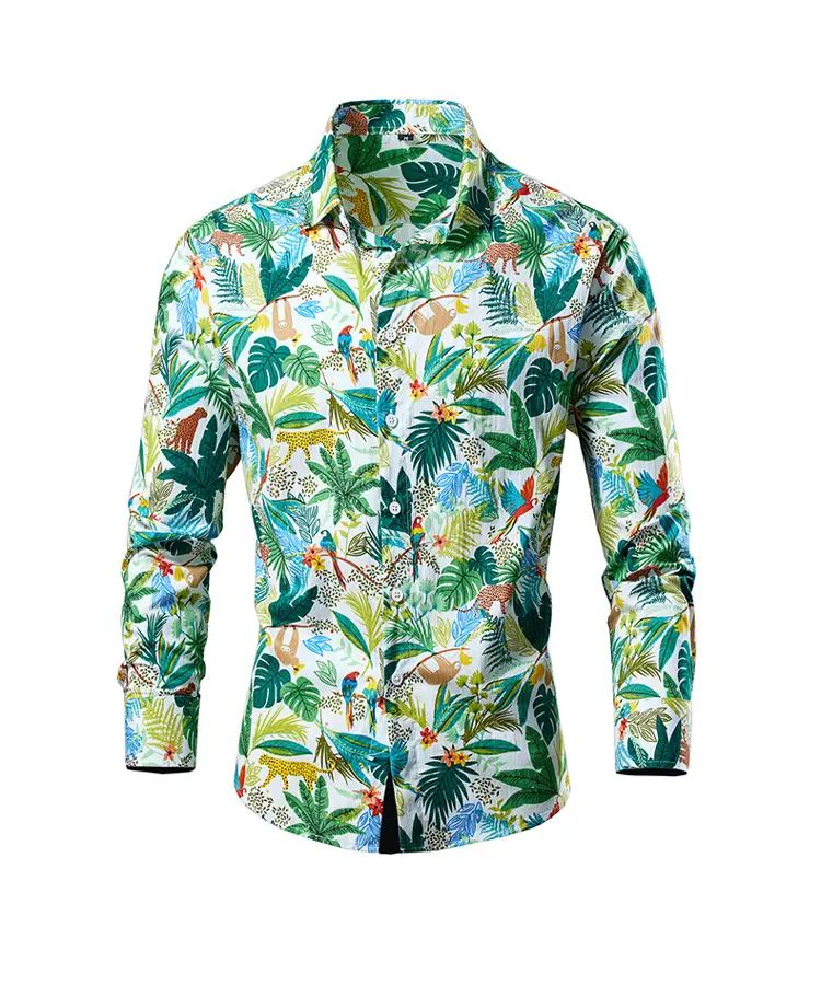 Men's 2023 Floral Long Sleeve Shirt Multicolor Slim Fit — feature 50