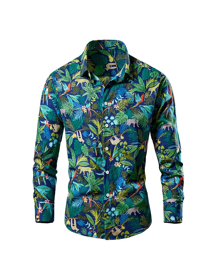 Men's 2023 Floral Long Sleeve Shirt Multicolor Slim Fit — feature 51