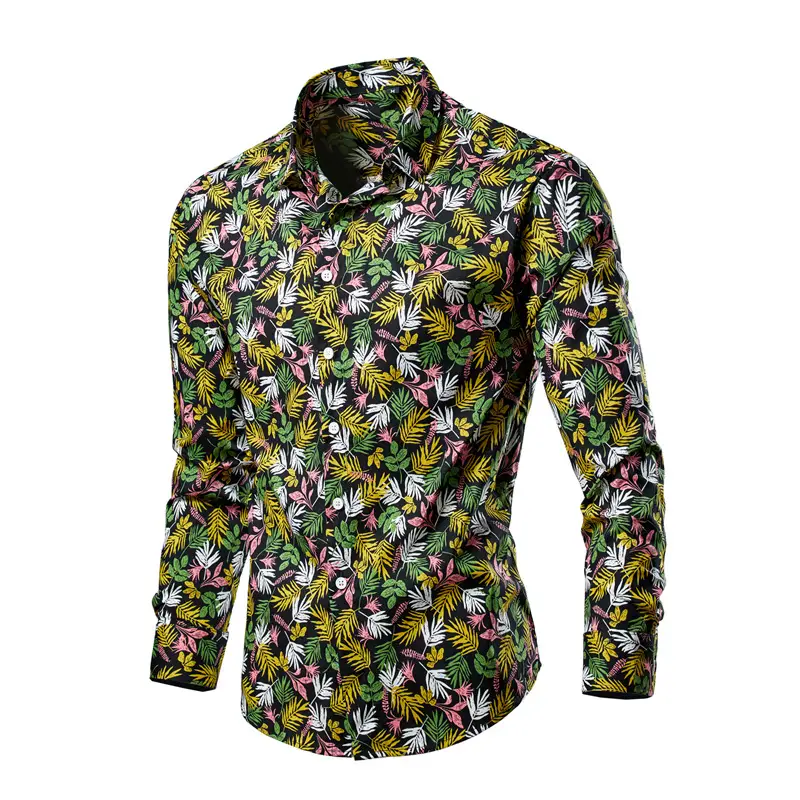 Men's 2023 Floral Long Sleeve Shirt Multicolor Slim Fit - Image 6