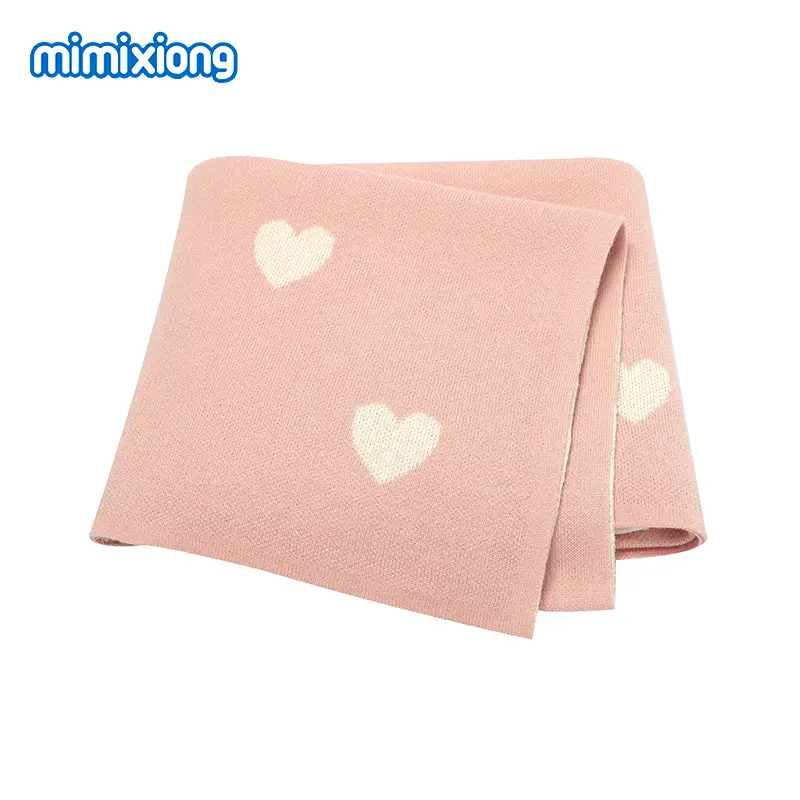 Grey Heart Print Cotton Baby Blanket for Girls - Image 10