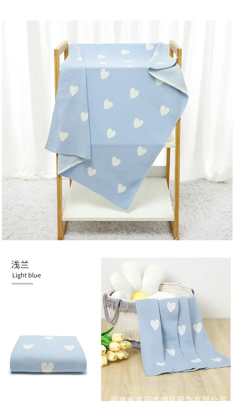Grey Heart Print Cotton Baby Blanket for Girls — feature 12