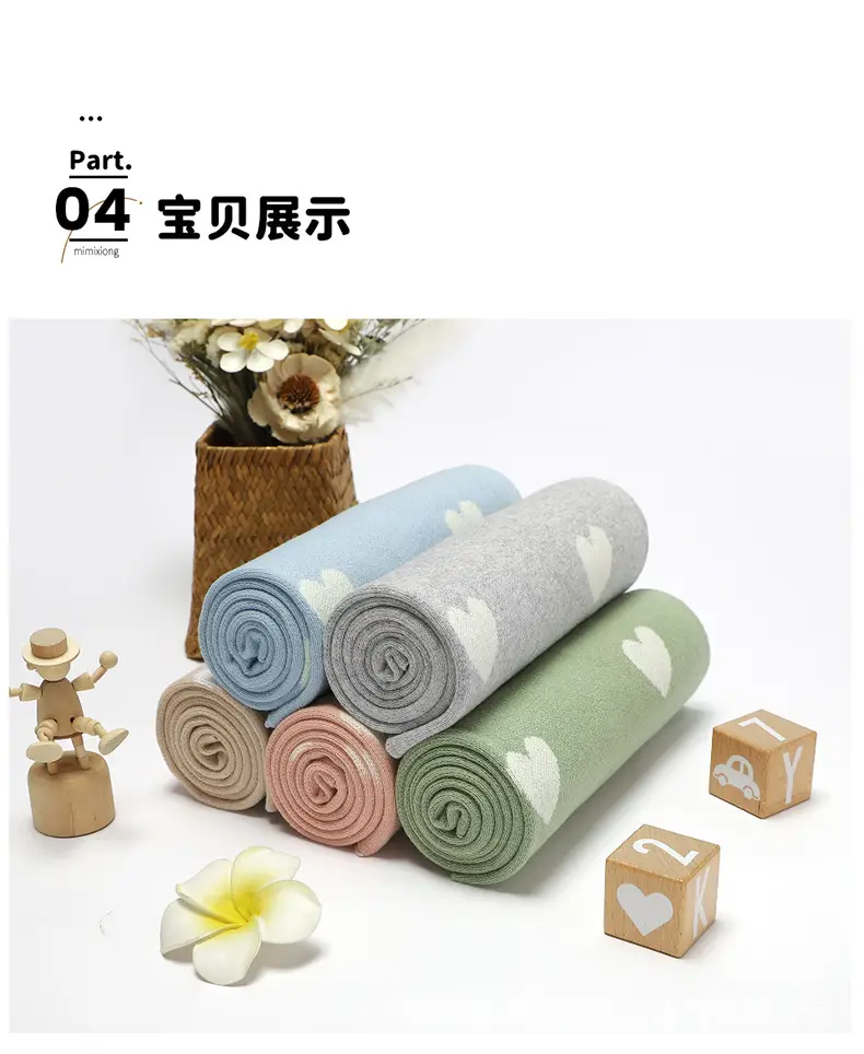 Grey Heart Print Cotton Baby Blanket for Girls — feature 9