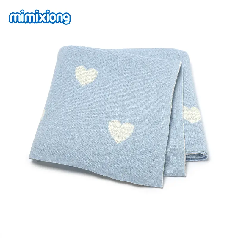 Grey Heart Print Cotton Baby Blanket for Girls - Image 2