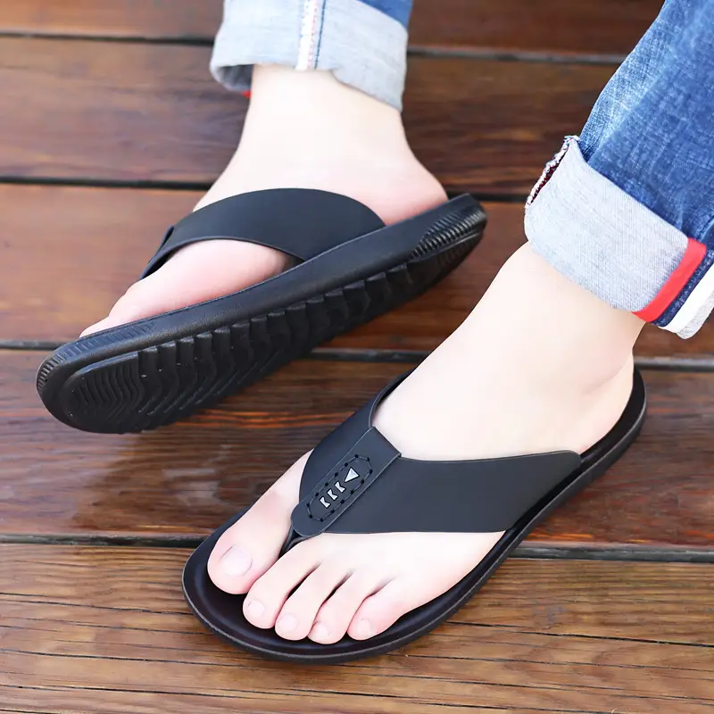 Men's Black Outer Flip Flops Summer Sandals