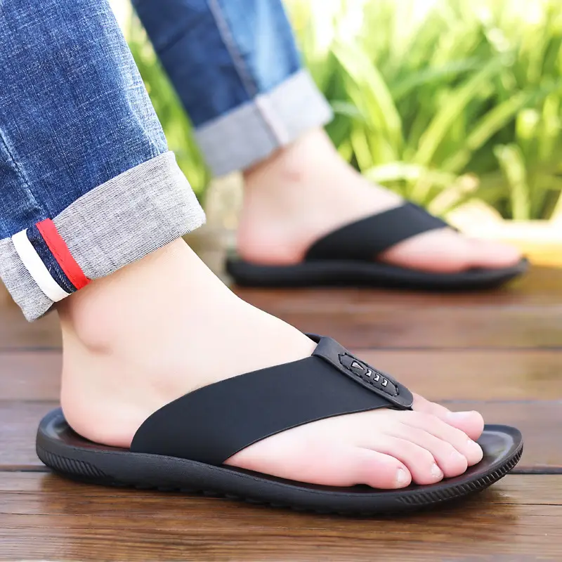 Men's Black Outer Flip Flops Summer Sandals