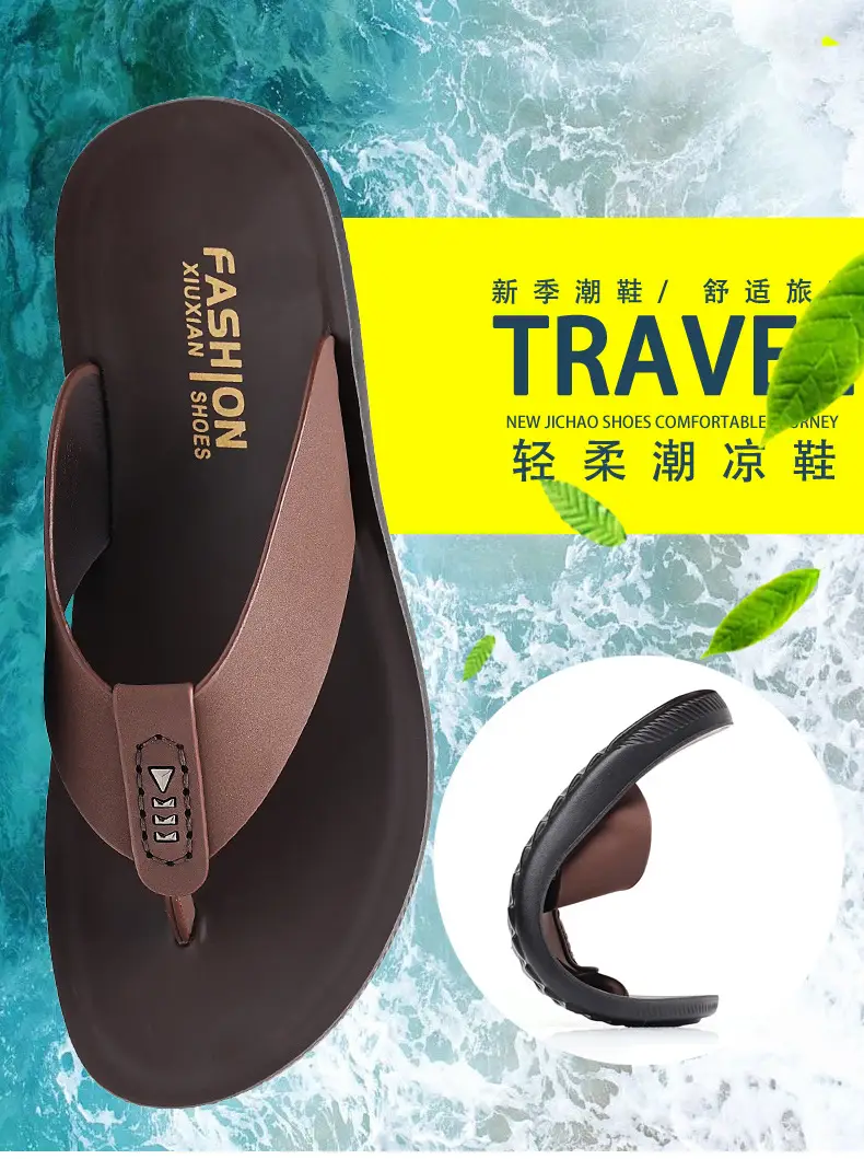 Men's Black Outer Flip Flops Summer Sandals — feature 1