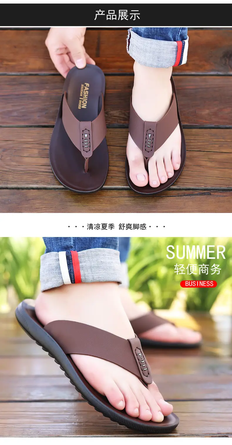 Men's Black Outer Flip Flops Summer Sandals — feature 10