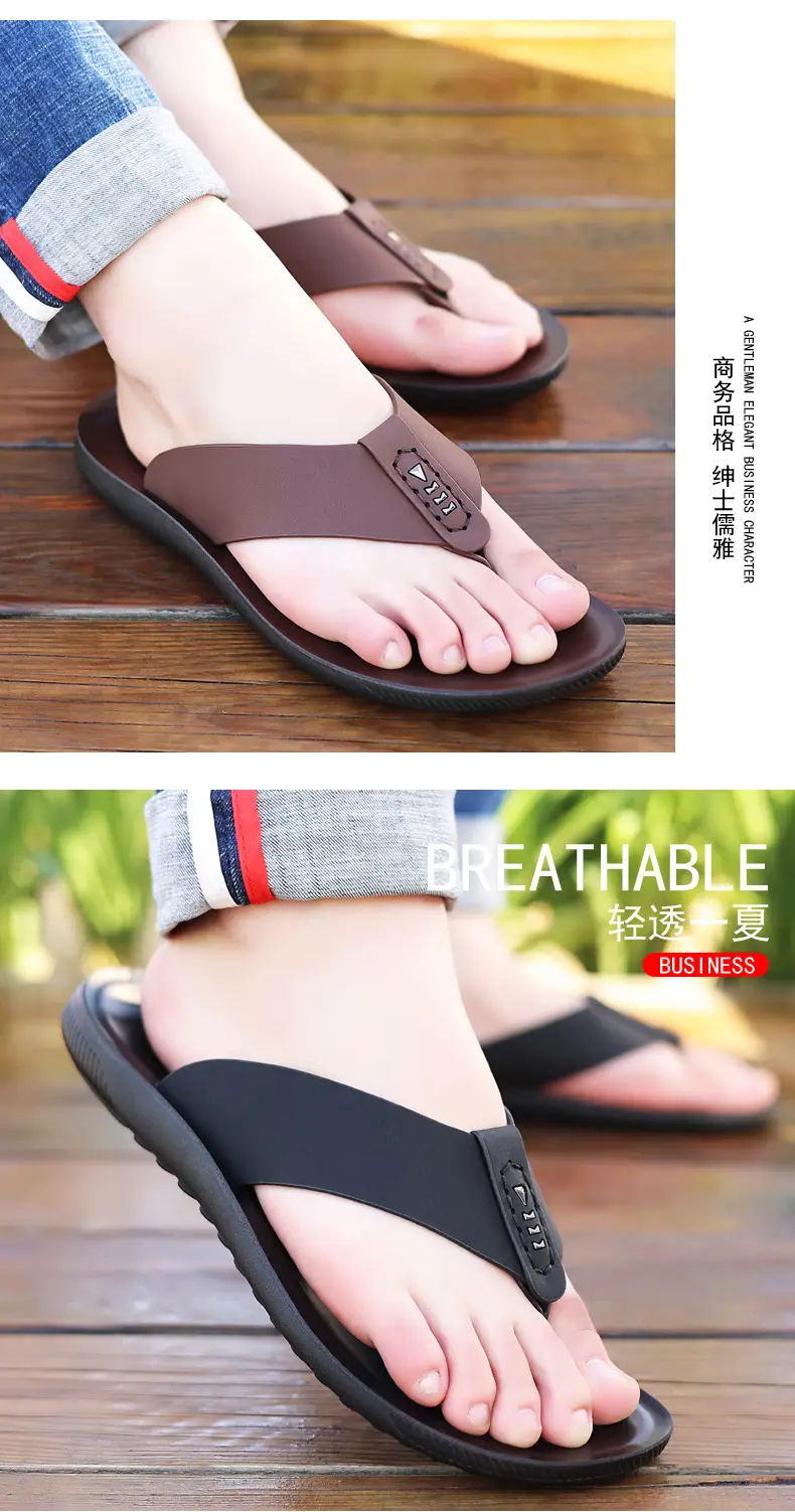 Men's Black Outer Flip Flops Summer Sandals — feature 11