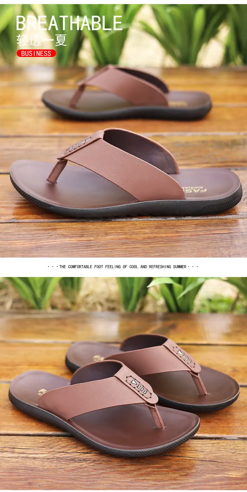 Men's Black Outer Flip Flops Summer Sandals — feature 13