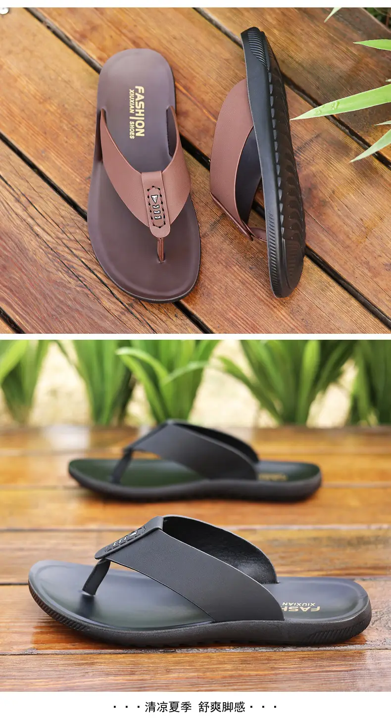 Men's Black Outer Flip Flops Summer Sandals — feature 14