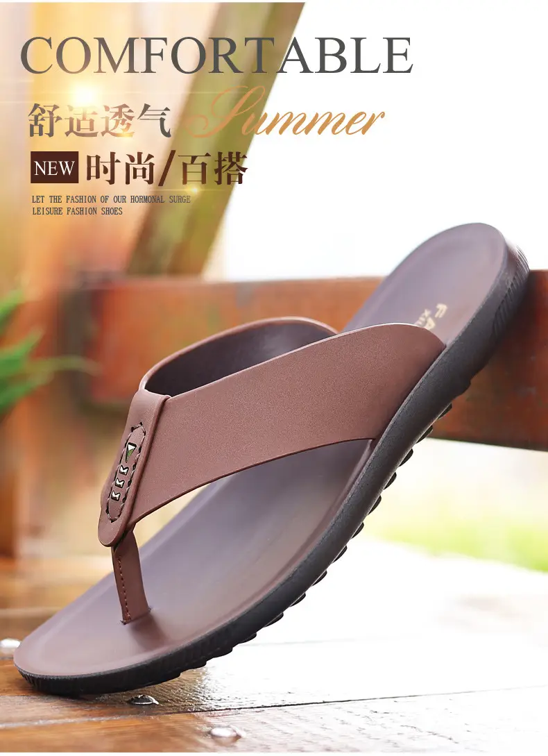 Men's Black Outer Flip Flops Summer Sandals — feature 6