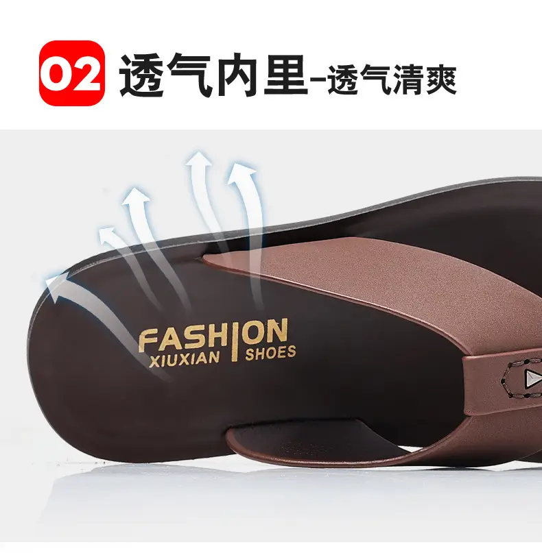 Men's Black Outer Flip Flops Summer Sandals — feature 8
