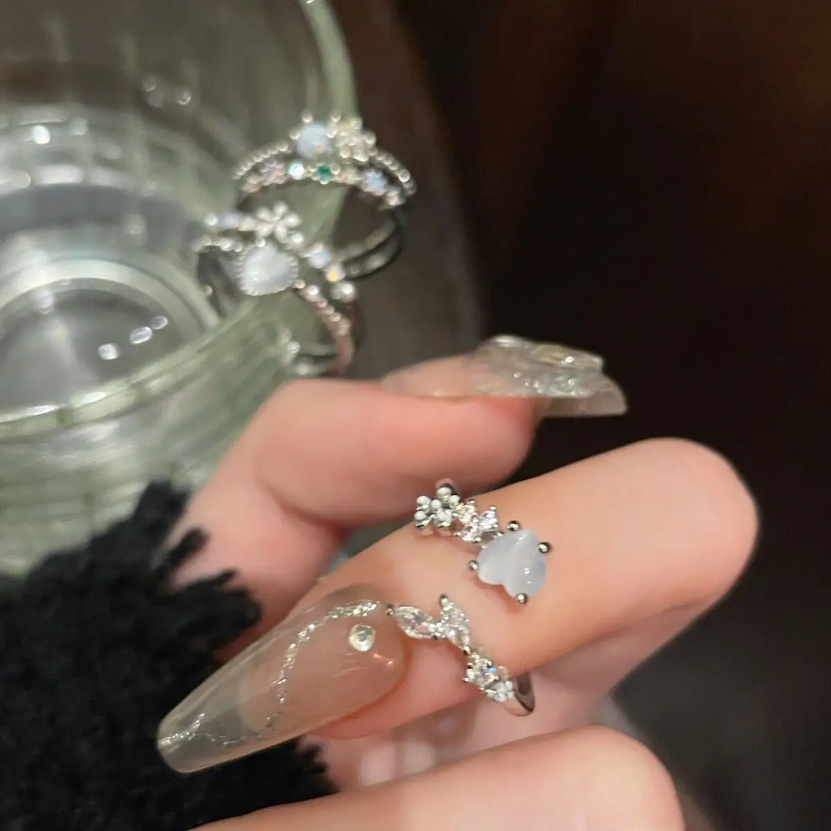 Elegant Adjustable Aquamarine Zircon Rings for Women