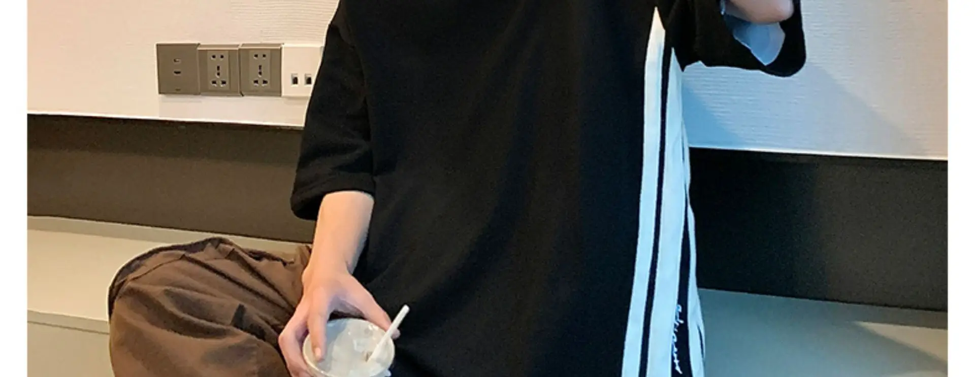Men White Oversized T-Shirt with Stripes — feature 5