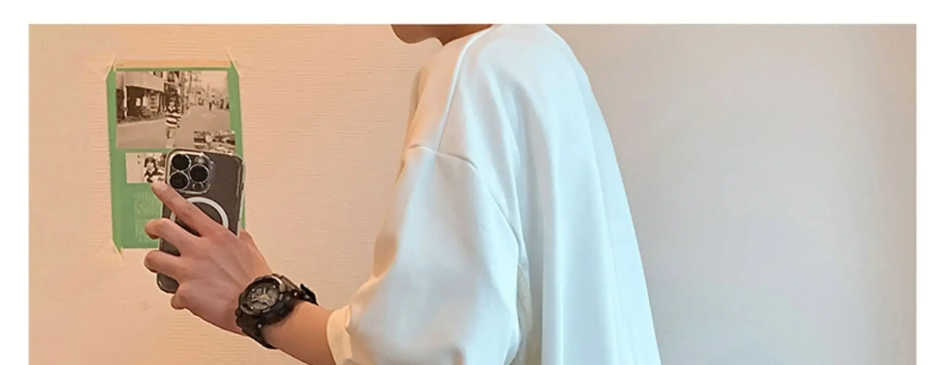 Men White Oversized T-Shirt with Stripes — feature 8