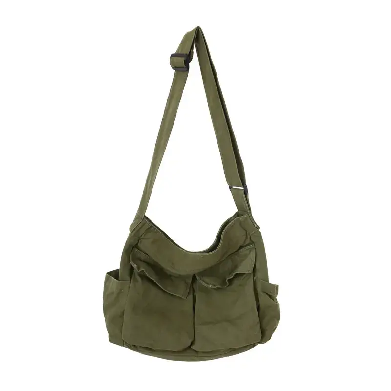 Women's Canvas Crossbody Bags Black Green Brown Single Shoulder - Image 5