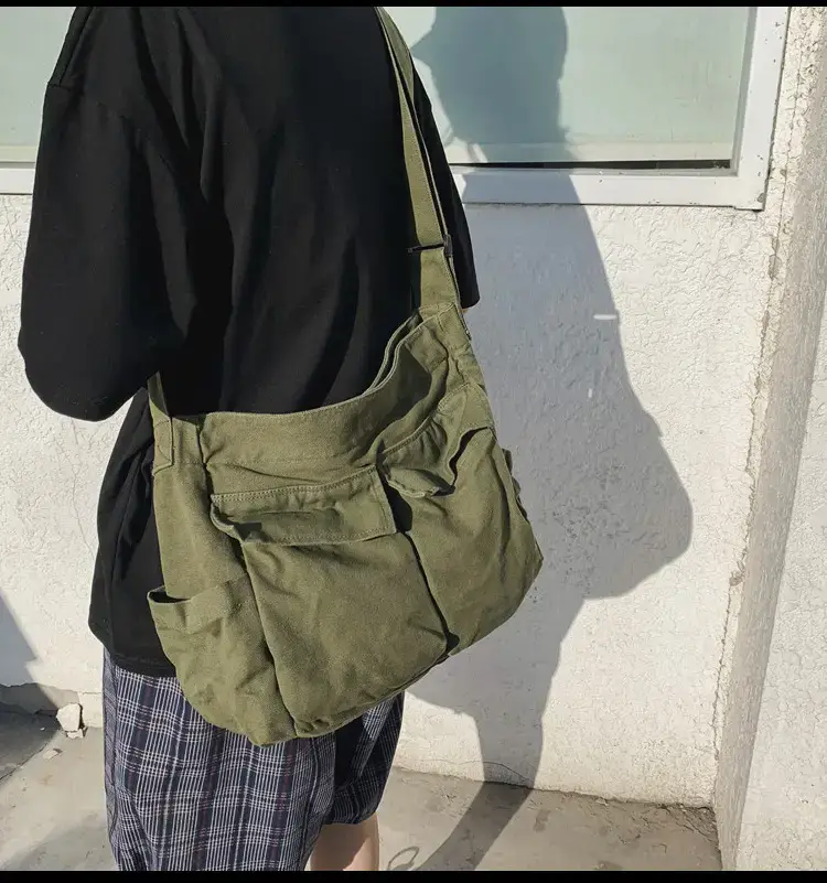 Women's Canvas Crossbody Bags Black Green Brown Single Shoulder — feature 14