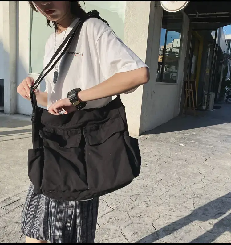 Women's Canvas Crossbody Bags Black Green Brown Single Shoulder — feature 17