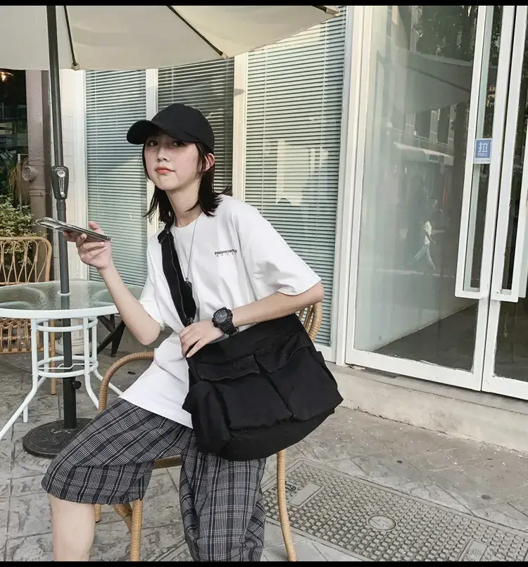 Women's Canvas Crossbody Bags Black Green Brown Single Shoulder — feature 19