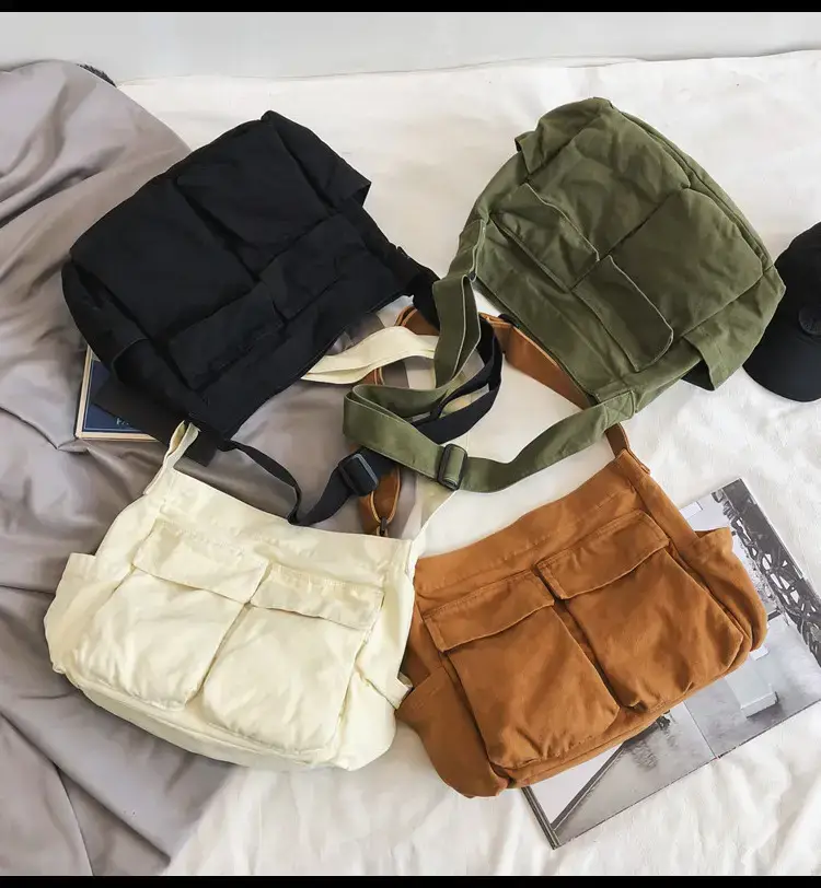 Women's Canvas Crossbody Bags Black Green Brown Single Shoulder — feature 21