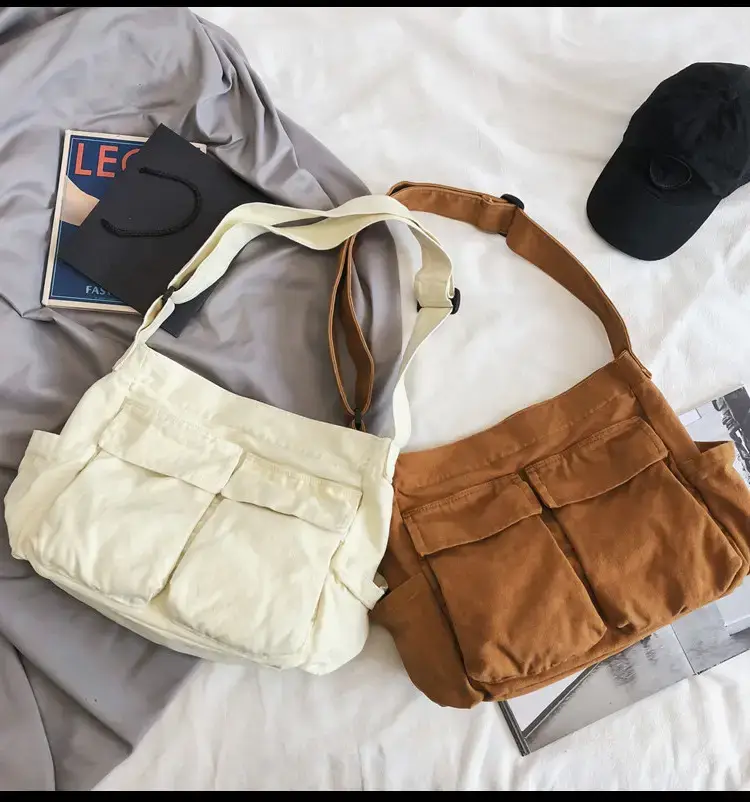 Women's Canvas Crossbody Bags Black Green Brown Single Shoulder — feature 22