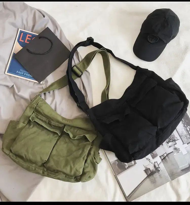 Women's Canvas Crossbody Bags Black Green Brown Single Shoulder — feature 23