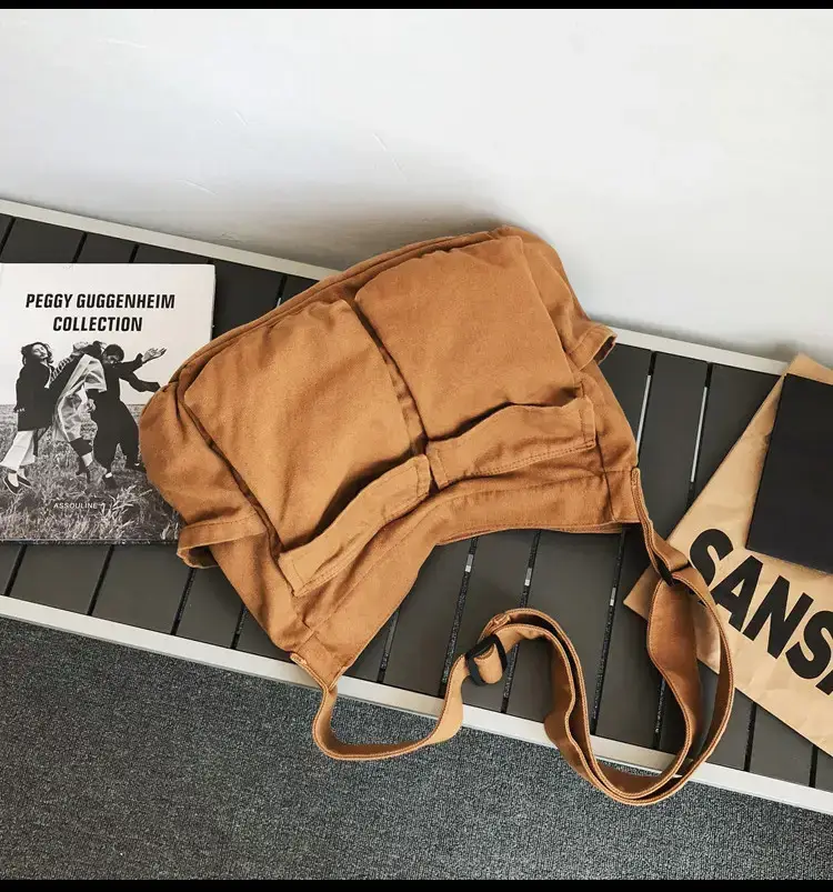 Women's Canvas Crossbody Bags Black Green Brown Single Shoulder — feature 31