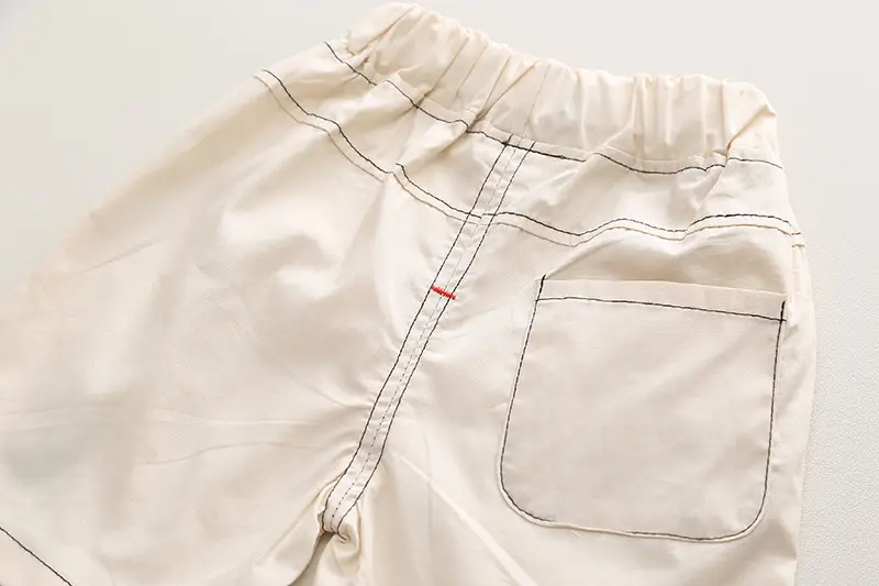 Retro Embroidered Kids Shorts Suit 2024 Summer Cotton Beige — feature 19