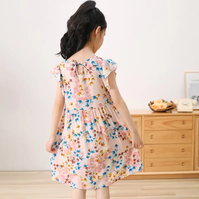 Girls Floral Cotton Summer Dress Sleeveless Vest