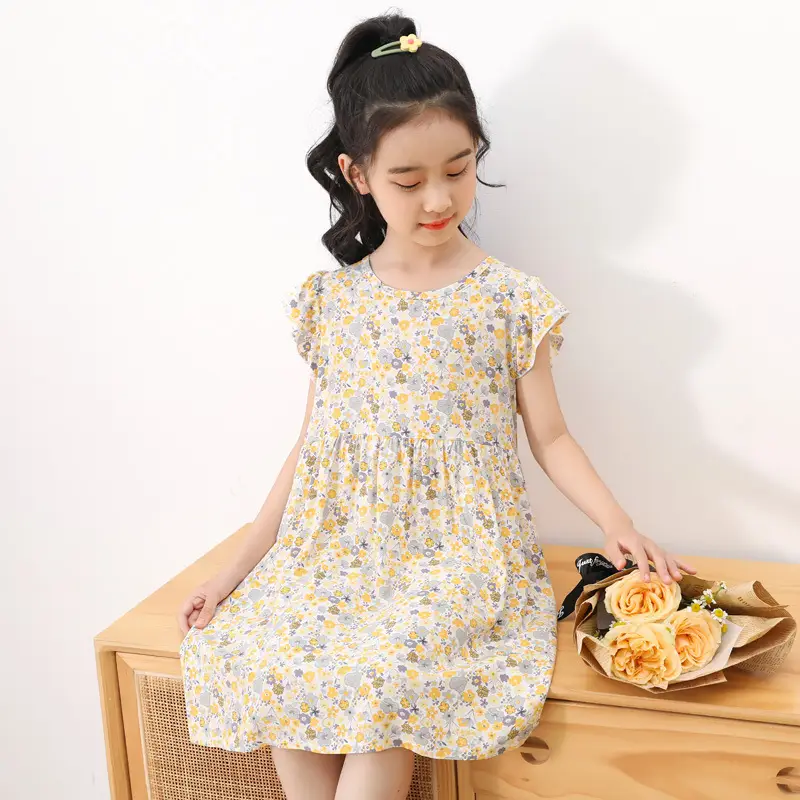 Girls Floral Cotton Summer Dress Sleeveless Vest