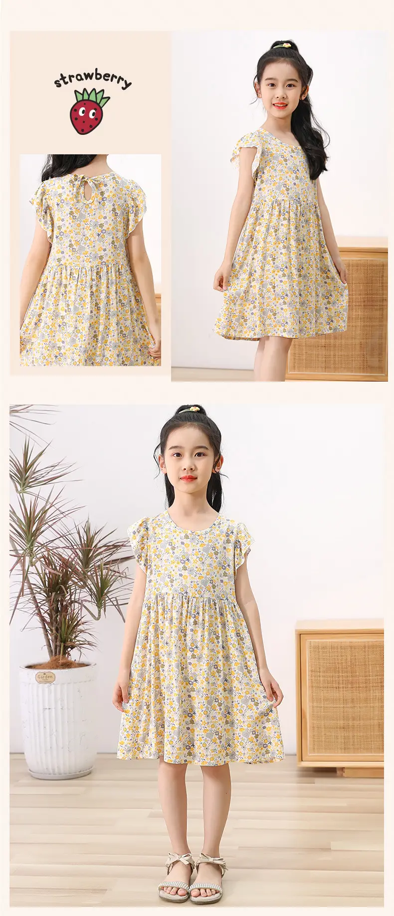 Girls Floral Cotton Summer Dress Sleeveless Vest — feature 10