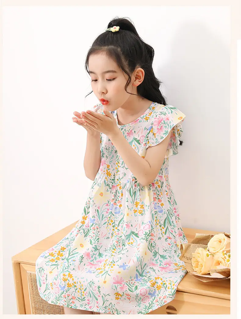 Girls Floral Cotton Summer Dress Sleeveless Vest — feature 11
