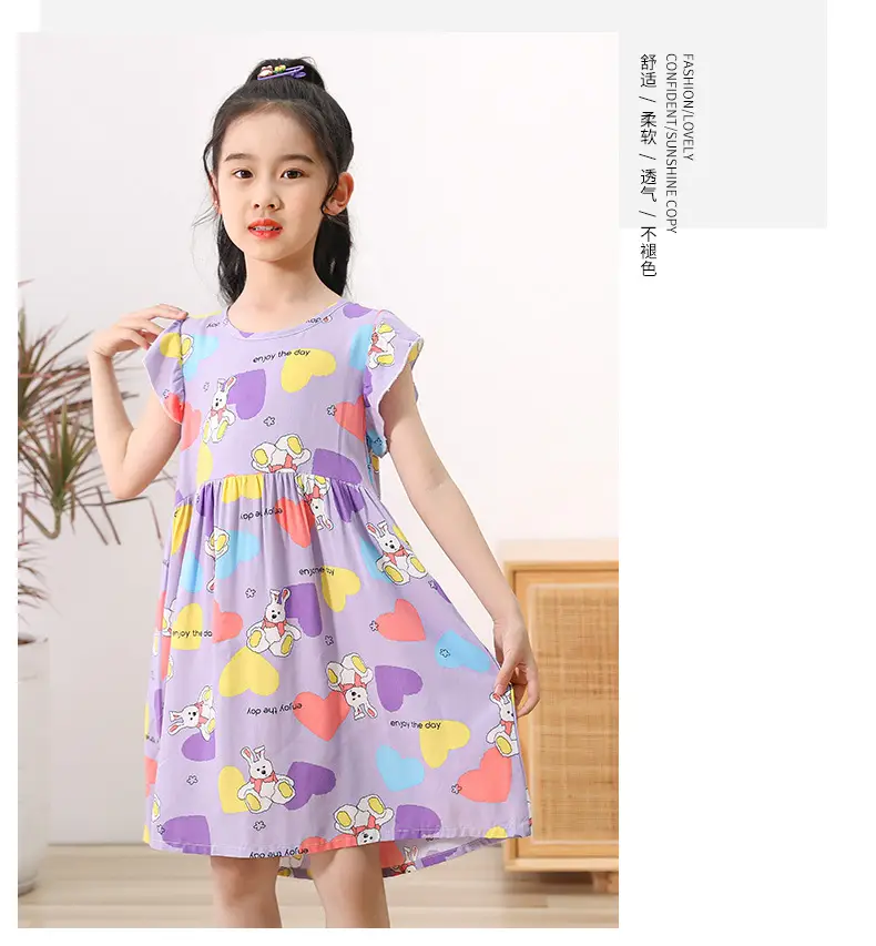 Girls Floral Cotton Summer Dress Sleeveless Vest — feature 14