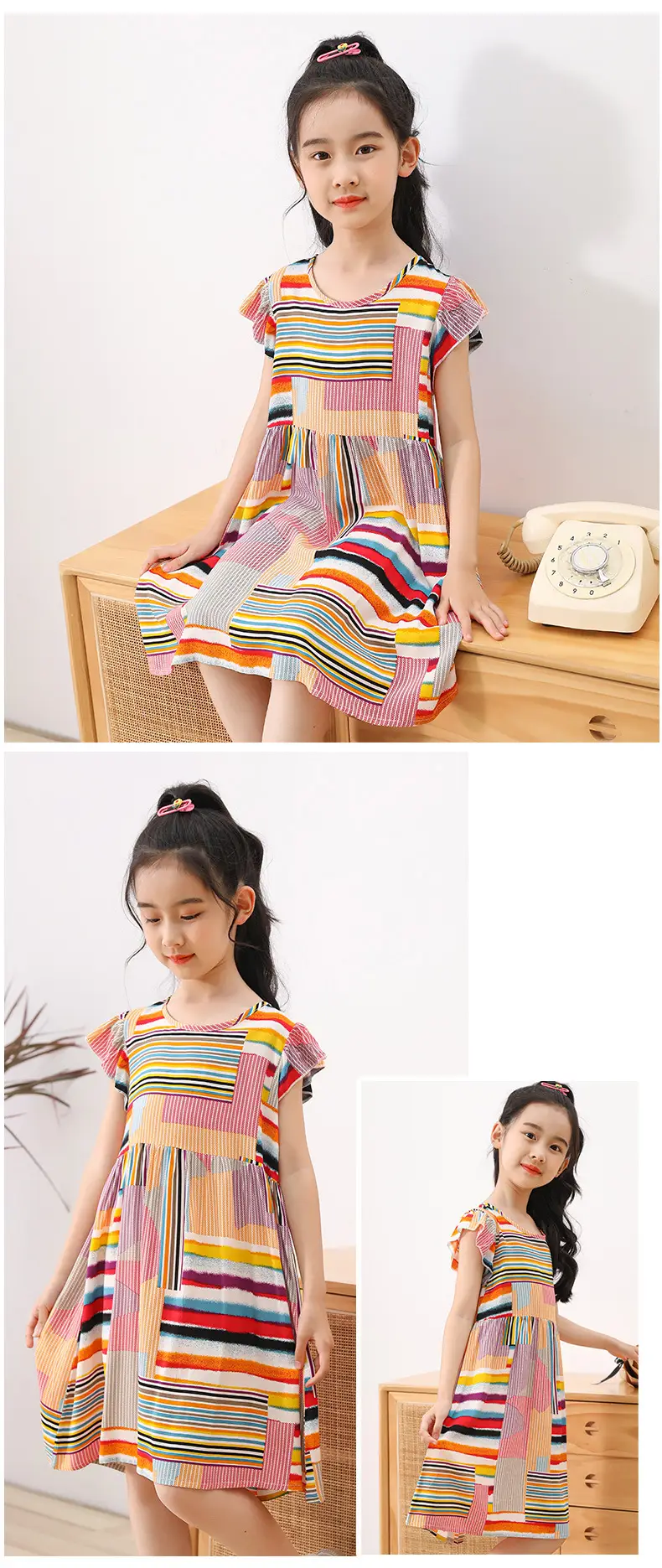 Girls Floral Cotton Summer Dress Sleeveless Vest — feature 17