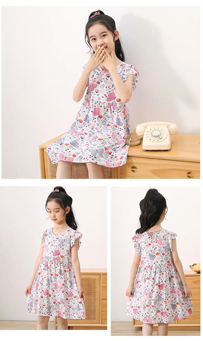 Girls Floral Cotton Summer Dress Sleeveless Vest — feature 18