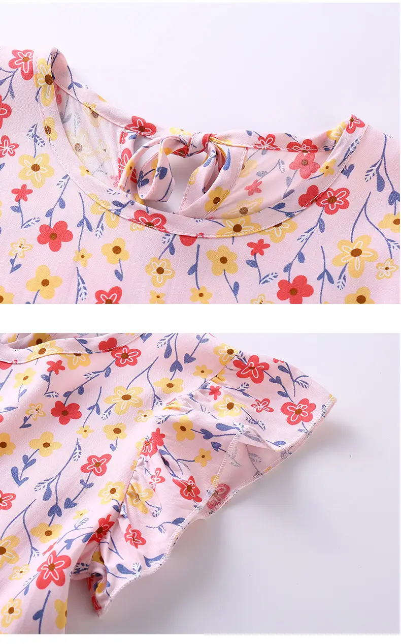 Girls Floral Cotton Summer Dress Sleeveless Vest — feature 19
