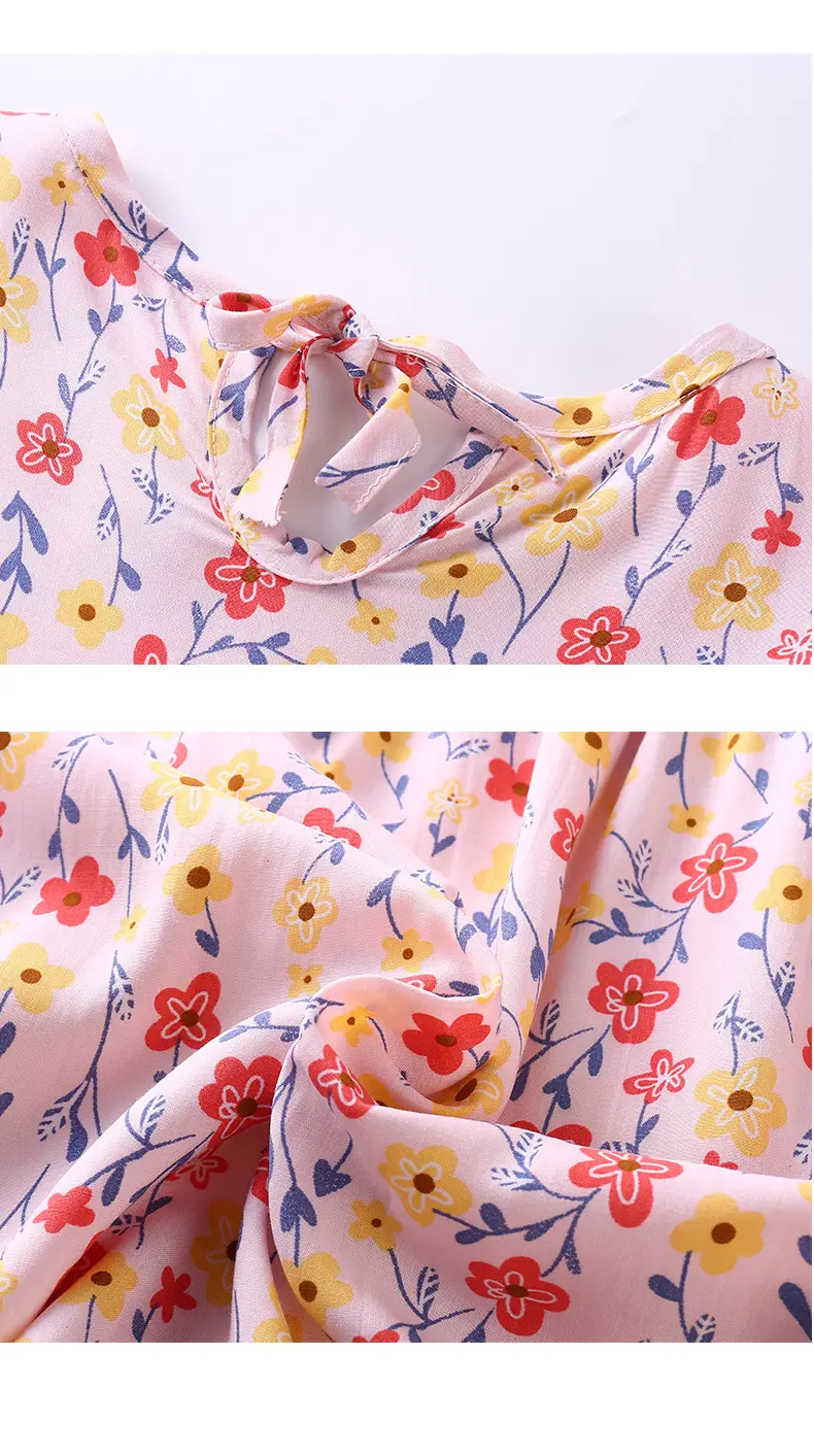 Girls Floral Cotton Summer Dress Sleeveless Vest — feature 21
