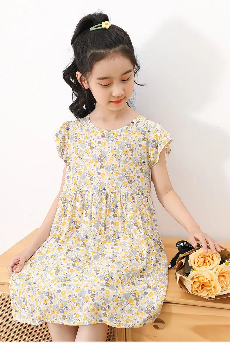 Girls Floral Cotton Summer Dress Sleeveless Vest — feature 9