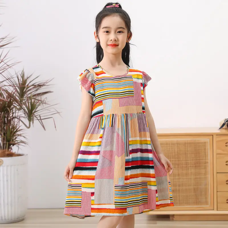 Girls Floral Cotton Summer Dress Sleeveless Vest