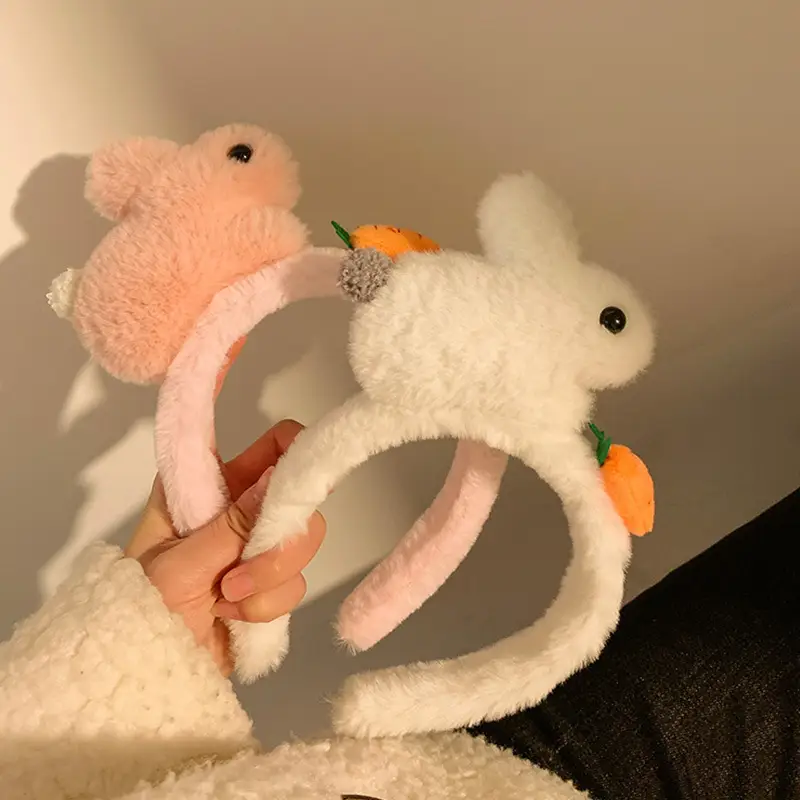 Cute Plush Rabbit Headband with Carrot Design - Image 5