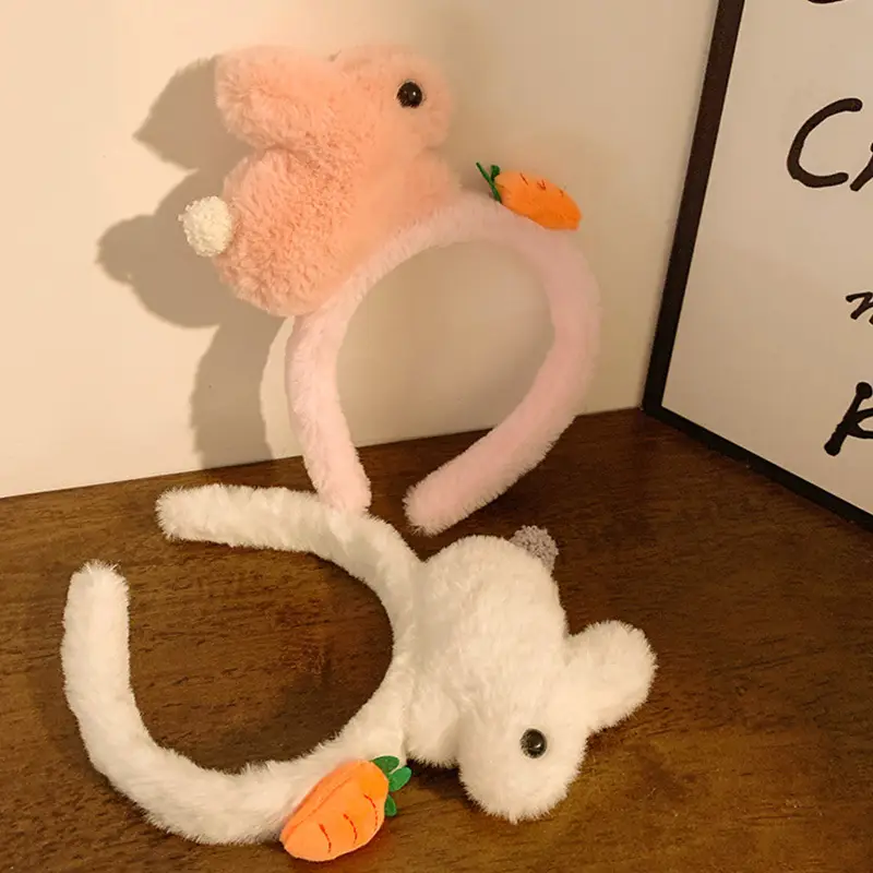 Cute Plush Rabbit Headband with Carrot Design - Image 6