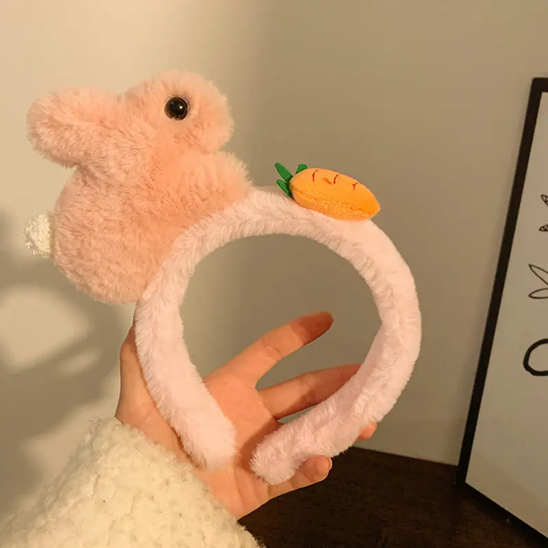 Cute Plush Rabbit Headband with Carrot Design - Image 7
