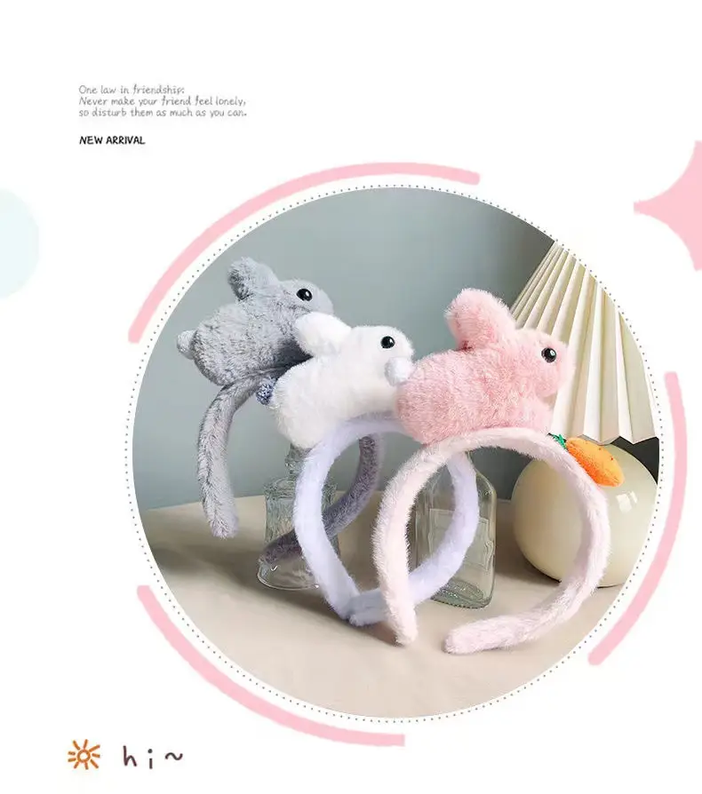 Cute Plush Rabbit Headband with Carrot Design — feature 3