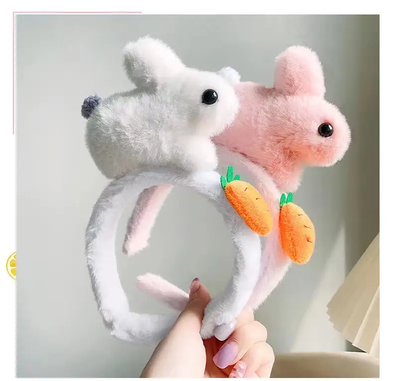 Cute Plush Rabbit Headband with Carrot Design — feature 5