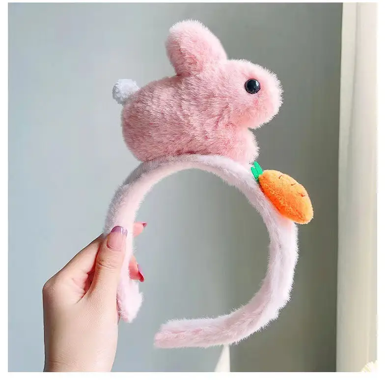 Cute Plush Rabbit Headband with Carrot Design — feature 7
