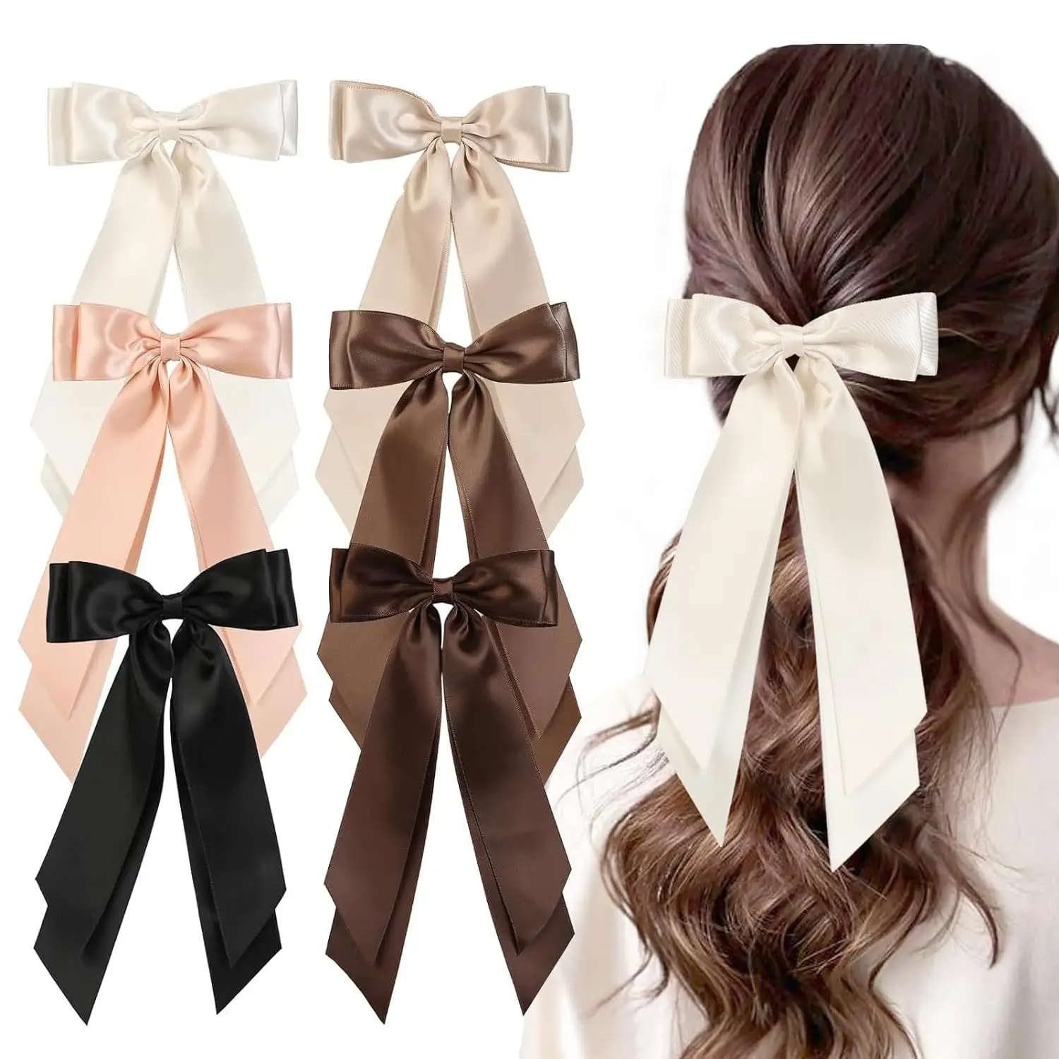 Red Large Bow Hairpin Back for Women