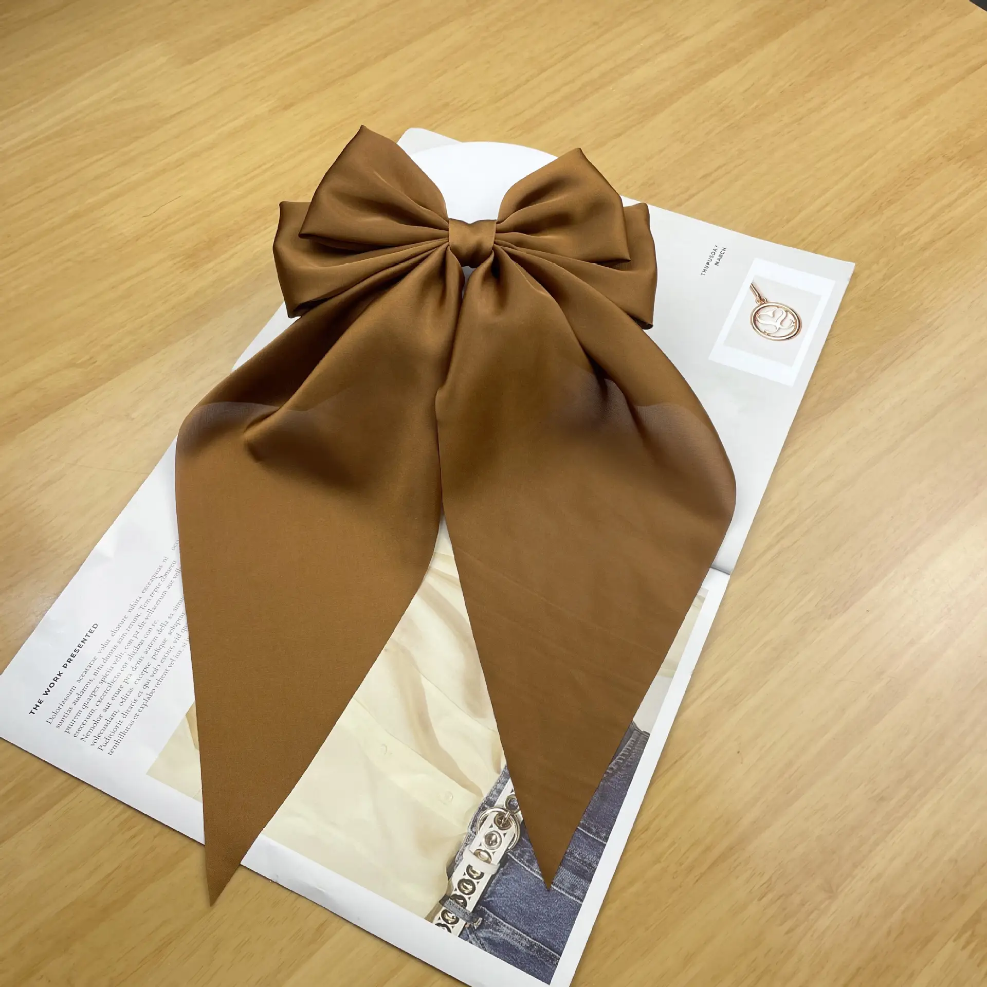 Red Large Bow Hairpin Back for Women