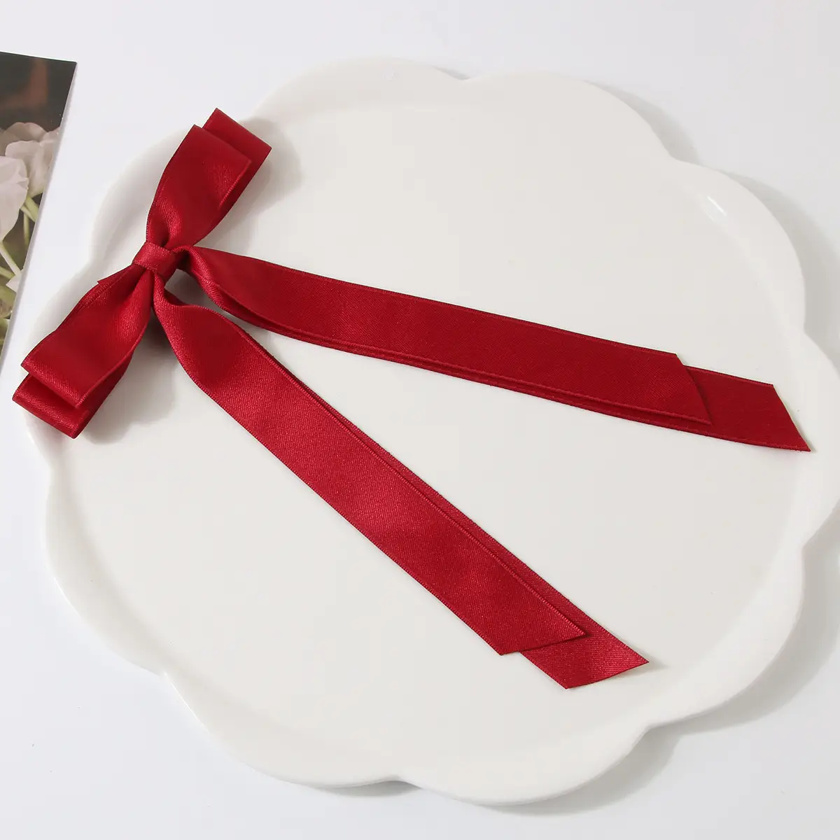Red Large Bow Hairpin Back for Women